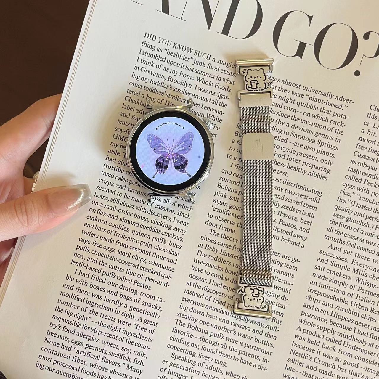 Cute puppy cat Milan magnetic strap suitable for Huawei gt4 strap gt5 magnetic FIT3 bracelet 8/9