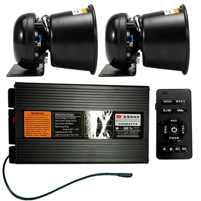 400W car-mounted wireless siren, car Car horn/tweeter - as940a-main-unit-round-speaker-set-12v