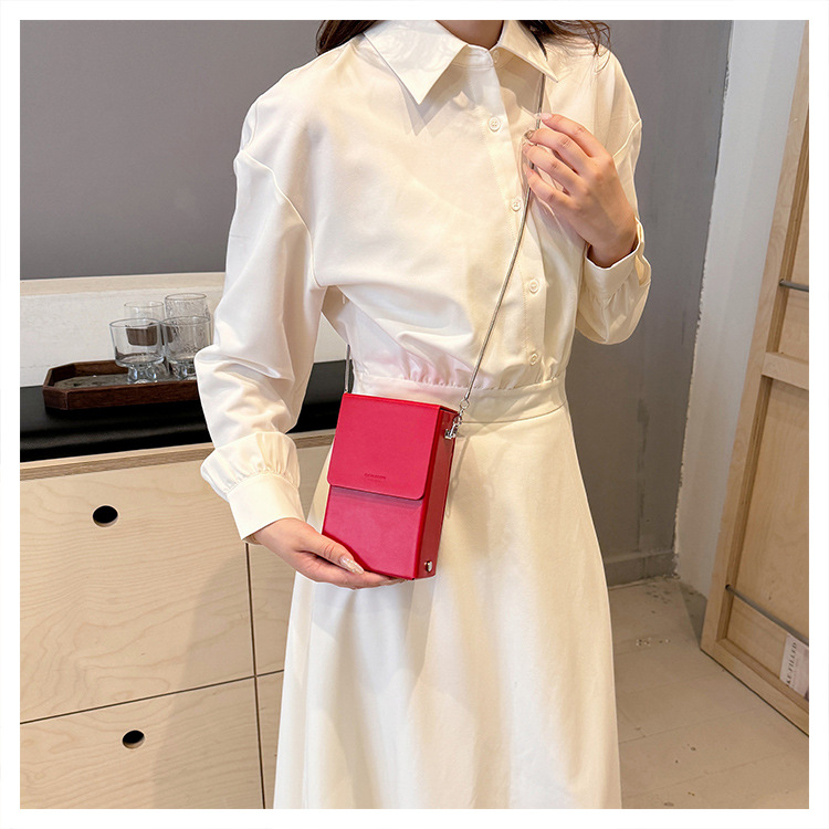Damen Umhängetasche Mini Handytasche Rote Kettentasche Elegant_voghion.com