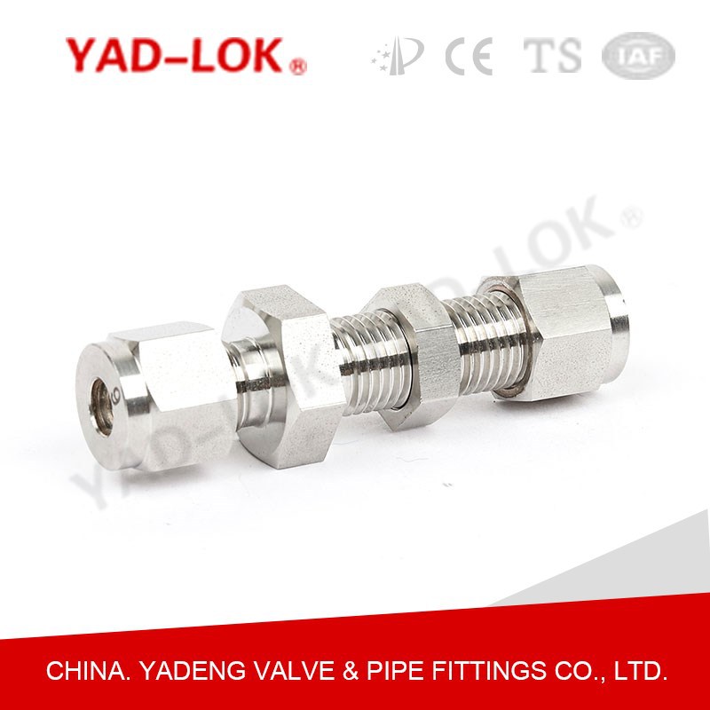 YADLOK亚登不锈钢单/双卡套穿板直通中间接头 厂家直供