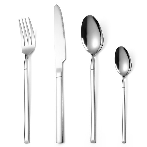 Cross-border Amazon stainless steel tableware 24-piece set gold western cutlery knight steak knife, fork and spoon four main pieces