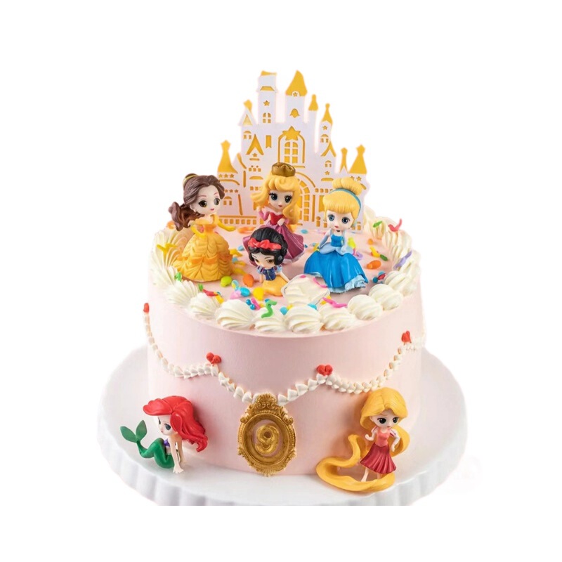 网红女孩生日蛋糕装饰卡通少女心迷你6款公主摆件Q版烘焙甜品装扮|undefined