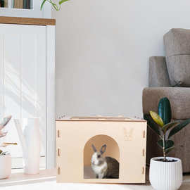 木质拼装兔窝可啃咬实木躲避屋兔子荷兰猪豚鼠通用木制小木屋用品