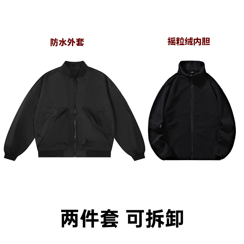 Chaqueta de invierno de hombre ligera de lujo de alto nivel de sensación de terciopelo herramienta chaqueta de béisbol transfronteriza chaqueta de piloto de terciopelo personalizada image 16