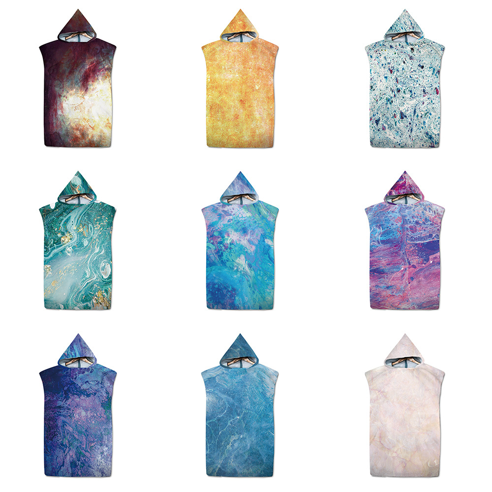 Factory wholesale a generation of beach sunscreen dressing bathrobe hooded cape beach swimming printed wearable bath towel