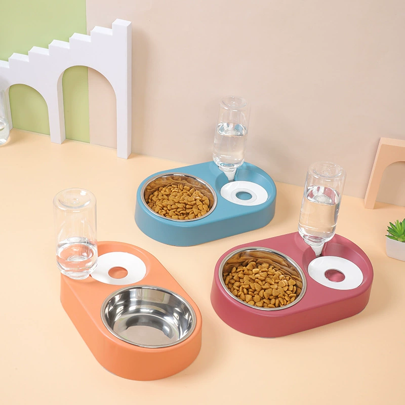 Миска для кошек миска для собак двойная миска встроенная автоматическая заправка воды кормушка для кошек миска для собак антидетонационные принадлежности для кошек