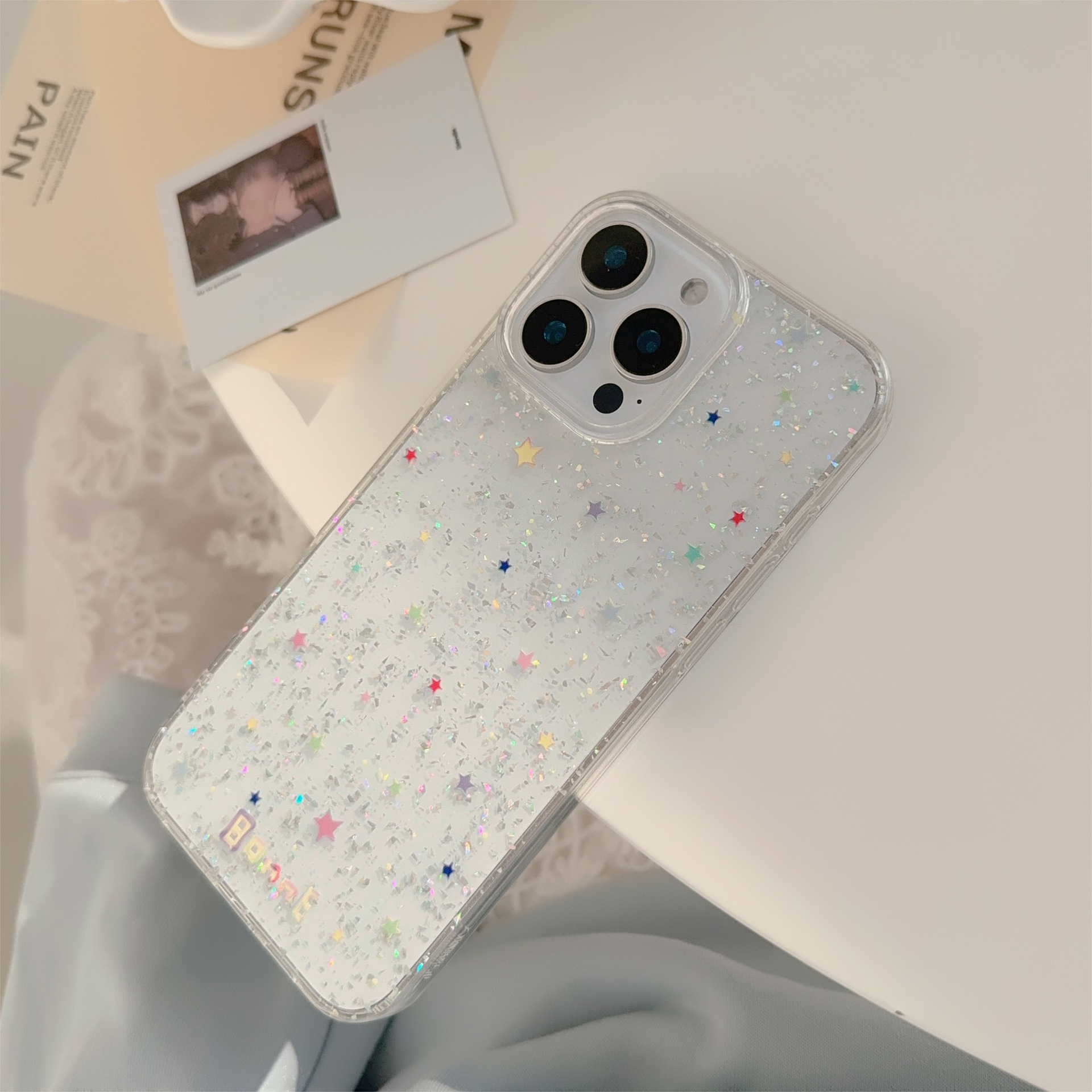 50g Weight iPhone Applicable Brands Phone Cases Classification PC, tpu Material Star Pattern Cute Style Painted Craft PC Tpu Star Painted Cute Phone Cases Phone Accessories 13