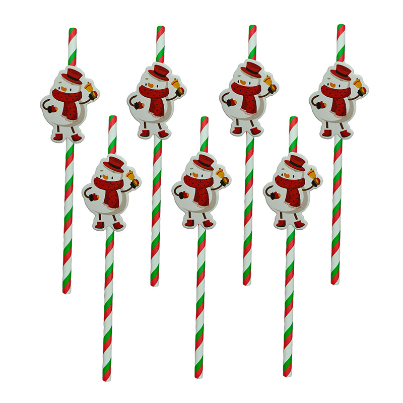 Papel de fiesta de Navidad transfronterizas temática de Navidad desechable postre cóctel de paja decoración