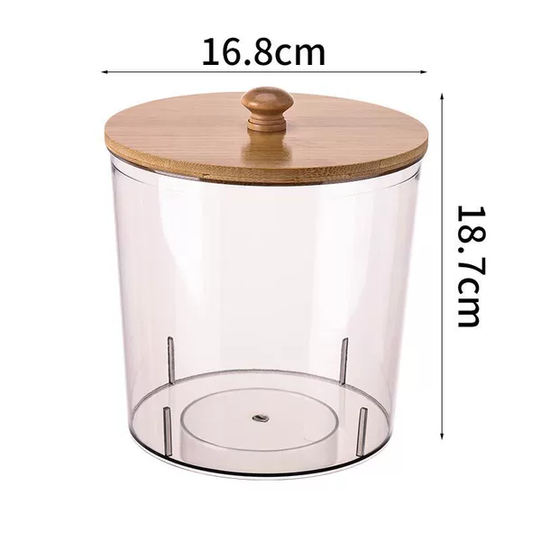 Round gray + bamboo cover + wooden handle
