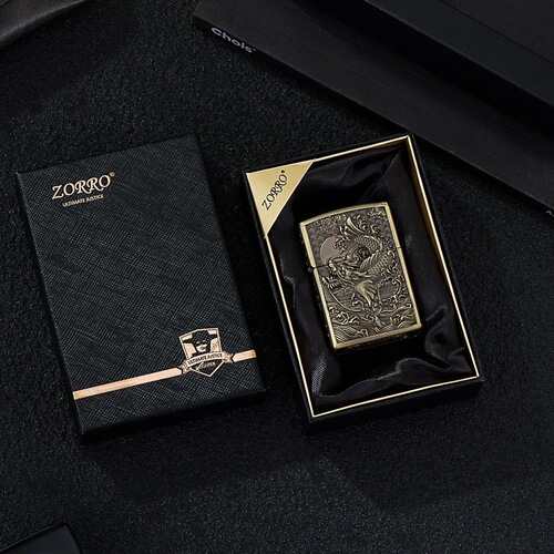 ZORRO ZK21-1 Dragon Transformation Bronze Kerosene Lighter with Metal Engraving, Windproof Sandpaper Lighter for Wholesale