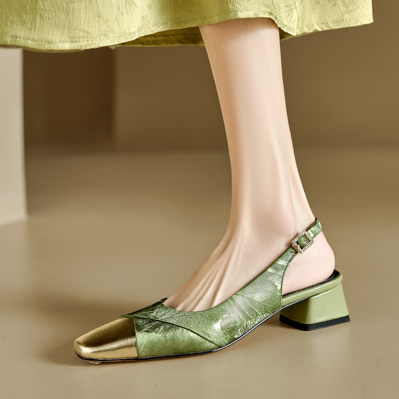 CHIKO Noor Square Toe Block Heels Slingback Shoes