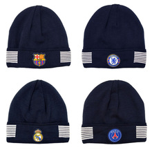 足球隊徽加絨冷帽巴薩皇馬巴黎切爾西尤文AC球迷防寒保暖針織帽