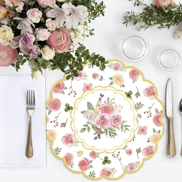 Cross-Border Amazon Pink Watercolor Rose Placemats Disposable Placemats for Table Decoration