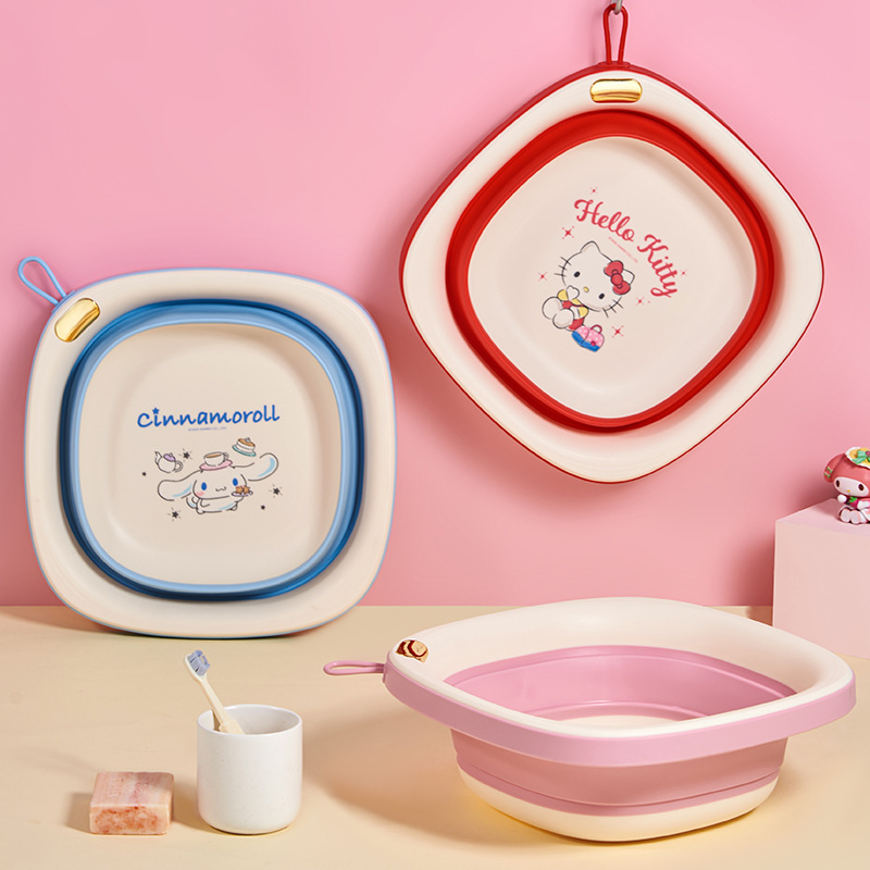 Sanrio Multifunctional Folding Washbasin Thickened Student Dormitory Laundry Basin Baby Footbath Household Basin
