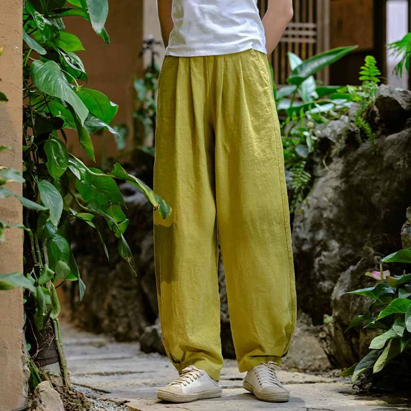 Casual Spring Trousers, cotton-linen blend, loose fit, mid-rise, multi-color sizes S–L