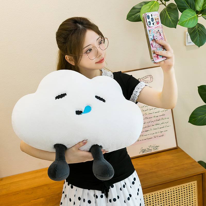 New creative mood cloud plush pillow, cute cloud sleeping companion toy, no worries, no unhappiness pillow