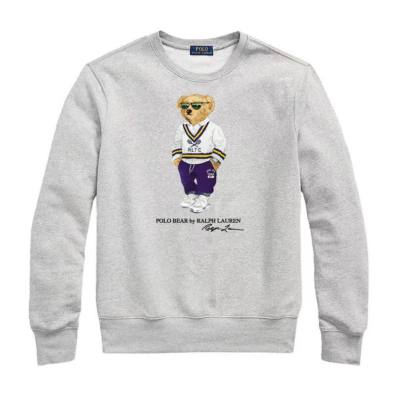 2025 New Autumn and Winter Pure Cotton Terry Round Neck Pullover Warm Men's Sweatshirt with Bear Print