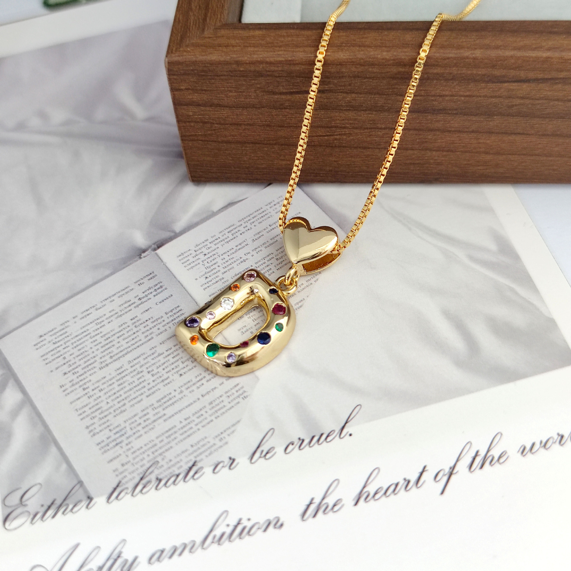12g Weight Copper Pendant Material Zircon Inlay Material Pendant Necklace Classification Copper Chain Material 1 Piece Quantity Holiday, Daily Occasion Copper Material Letter, Heart Shape Pattern Women's Gender Inlay Design Simple Style Style Copper Inlay Letter Heart Shape Zircon Pendant Necklace 7
