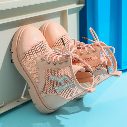 Girls' boots British style spring and autumn big children's Martin boots breathable soft soles fashionable princess leather boots children's low boots