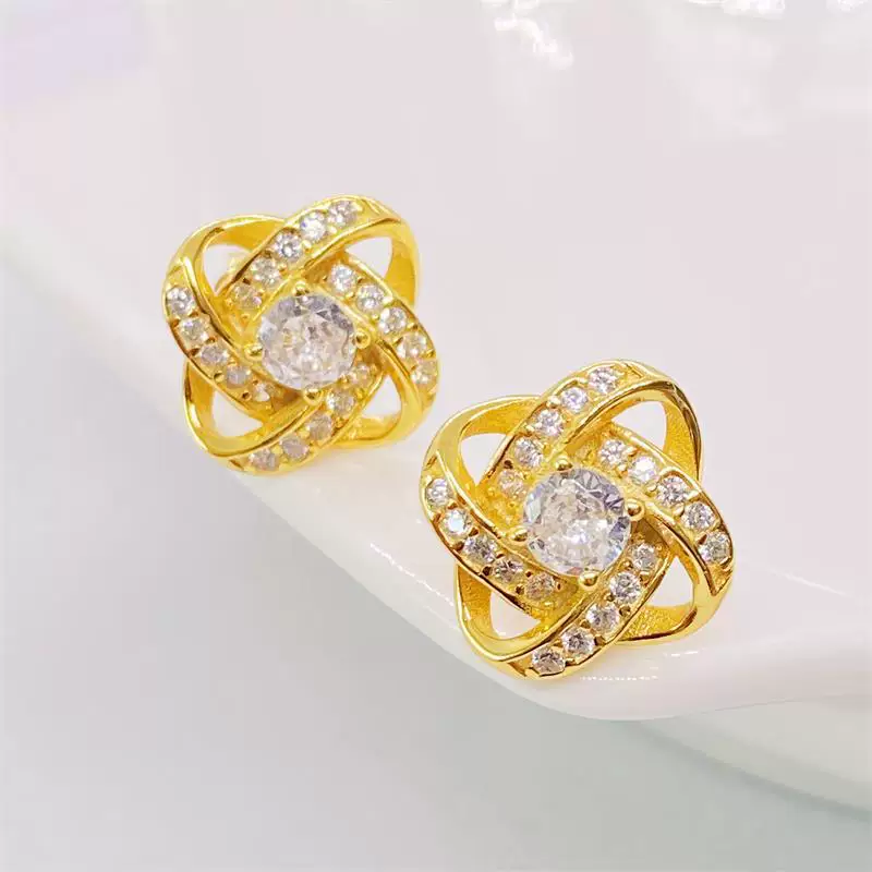 Универсальные серьги, проба серебра 925, 18 карат белого золота, четверо листьев клевера, простой и элегантный дизайн, инкрустированы бриллиантами