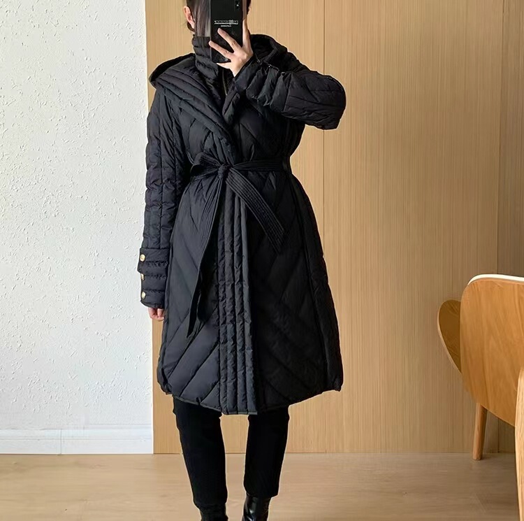 Two-Piece Faux down Jacket, High-End Designer Women's Winter New Model 2024, New Chinese-Style Mid-Length Niche American Waist-Cinching