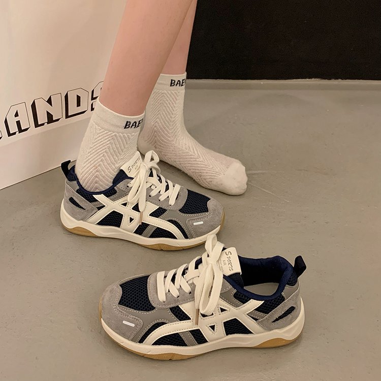 欧洲站网面德训鞋女2025新款厚底韩版时尚休闲鞋运动鞋学生阿甘鞋|undefined