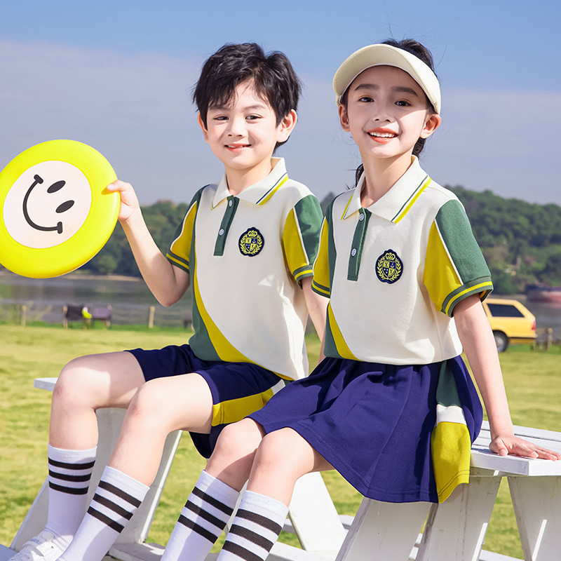 幼兒園園服夏季兒童學院風短袖運動班服小學生校服套裝畢業拍照服