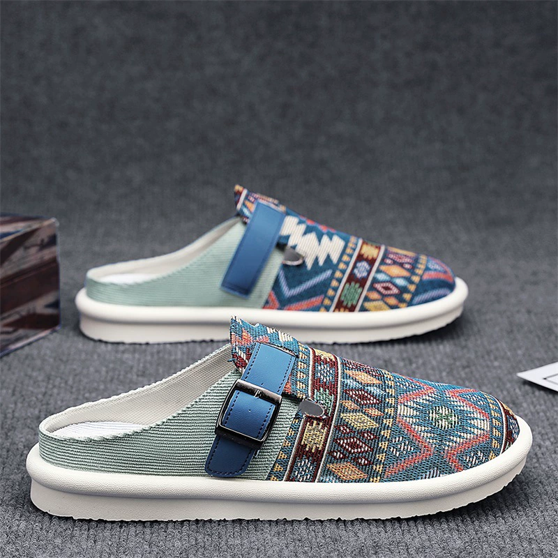 Мужские удобные и дышащие повседневные мужские тапочки на плоской подошве с цветными блоками в новом стиле, которые можно носить в любое время года.