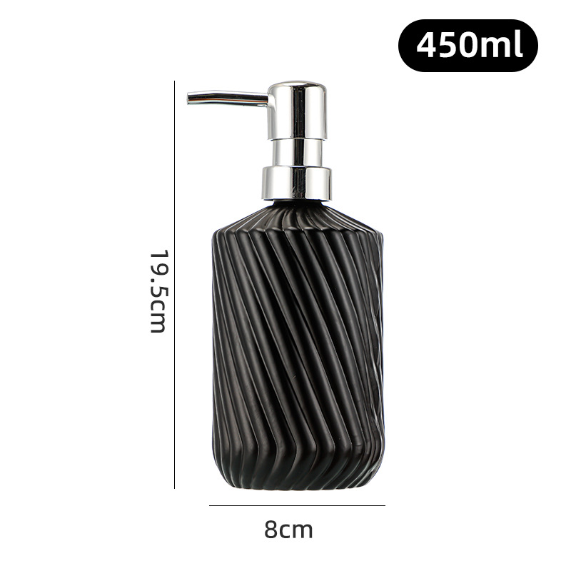 450ml; Twill Negro sólido + cabeza de bomba plateada