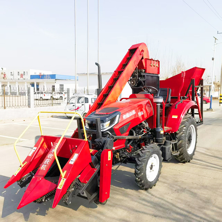 2行玉米收获机拖拉机背负式割台 带二次扒皮玉米收割机多缸车配套