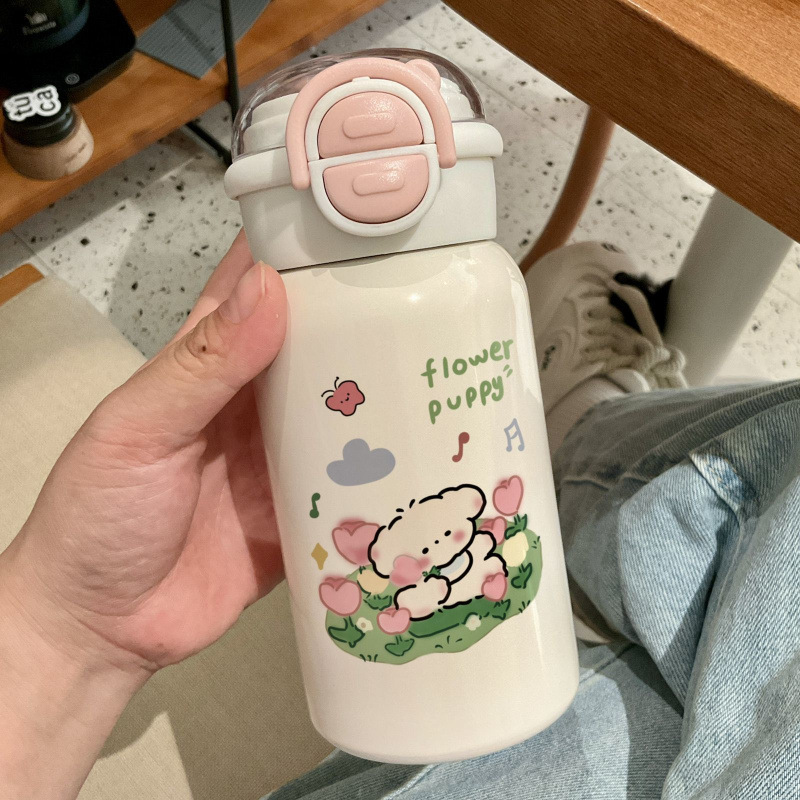 Taza de plástico nueva doble cubierta portátil de gran capacidad paja adorable taza de agua de alto valor facial para niños