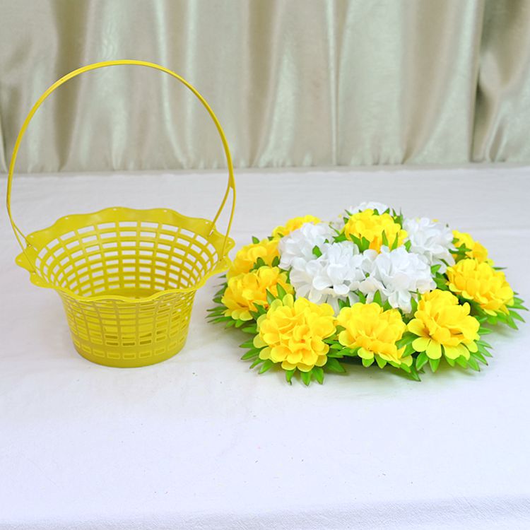 Fábrica Zhaoping, Flores Artificiales al por Mayor, Set de Cesta de Flores de Seda, 16 Cabezas, Cesta de Crisantemos de Jardín, Ramo Artificial