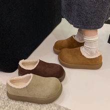 2025秋冬新款小土豆大头勃肯鞋女加绒保暖厚底复古懒人一脚蹬棉鞋