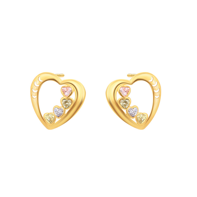 Xuping joyas coloridas gemas artificiales en forma de corazón pernos de orejas de moda japonesa y coreana al por mayor pendientes