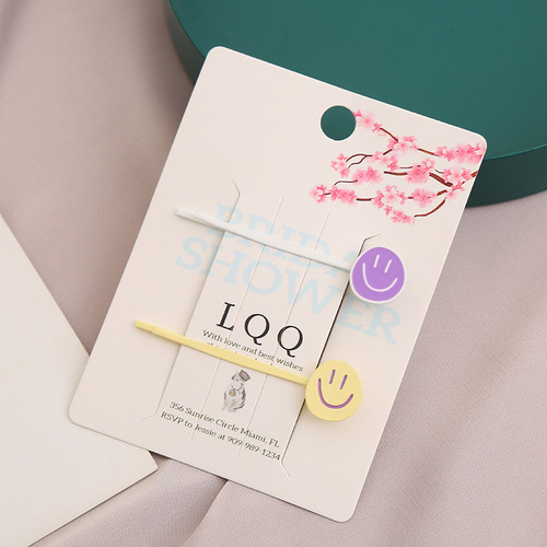 Cute Creamy Smiling Hair Clip Kids Style Bangs One-Sided Clip Japanese Soft Girl Hair Accessory Hairpin Wholesale
