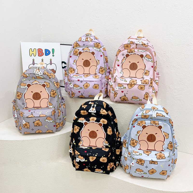 Mochila de dibujos animados para niños y niñas, lindas mochilas para estudiantes de jardín de infantes Capibara, mochilas para niños de gran capacidad.