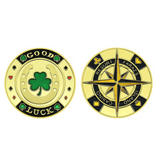 德州扑克筹码 幸运草赌场挑战金币带来好运纪念品 个性化纪念奖章