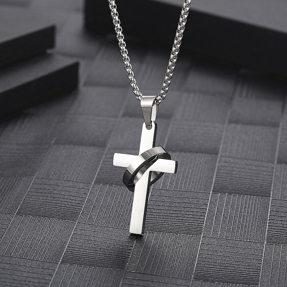 Hip-Hop Simple Style Cross Circle 304 Stainless Steel Polishing 18K Gold Plated Unisex Sweater Chain display picture 1