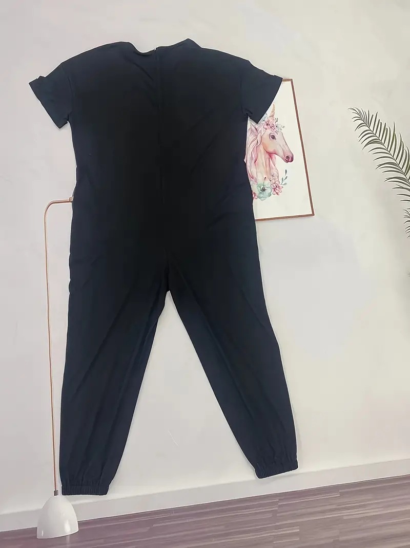 V neck Jumpsuit Short Sleeve Length Jumpsuit Ankle Tied Loose Overalls 7 V neck Jumpsuit Short Sleeve Length Jumpsuit Ankle Tied Loose Overalls