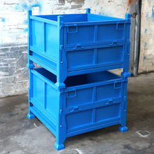 钢制周转箱工业铁箱重型料箱车间折叠铁屑零件框废料箱金属周转箱