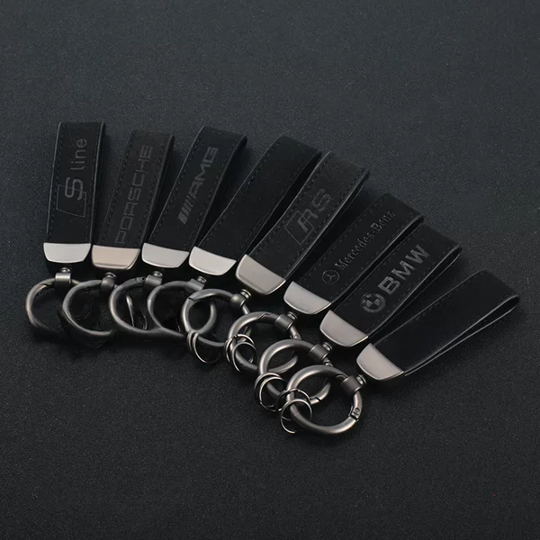 Suede Leather Keychain Supports Printed Logo, Car Model, Exquisite Leather Keychain Supplies, Key Holder