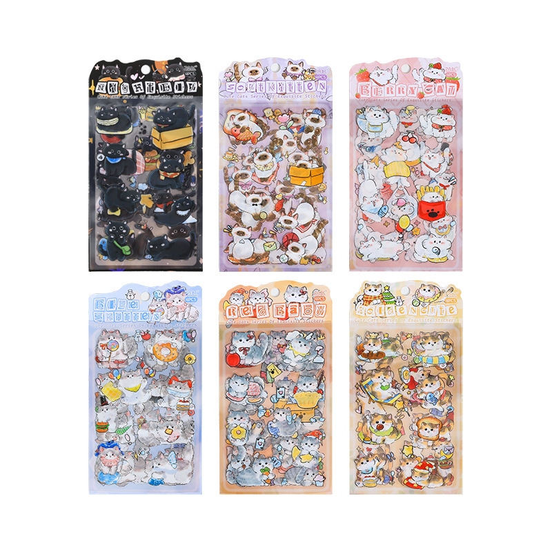 Pegatinas de pet transparentes a prueba de agua para gatos suaves Pegatinas de diario de bricolaje Pegatinas de gato animal lindo transfronterizo