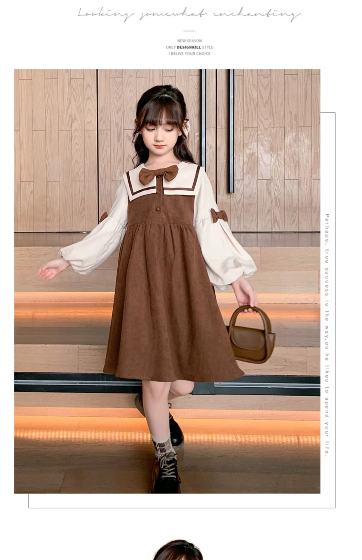 Girls' Fashion New Middle Big Children's Girls Corduroy Princess Dress Long sleeved Western Autumn and_voghion.com