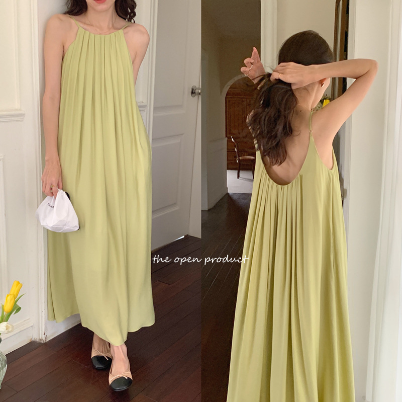 Summer design solid long slip dress sleevless