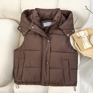 Foreign Trade Loose 2024 Autumn and Winter New Waistcoat Cotton Vest Women's Solid Color Casual Vest Jacket