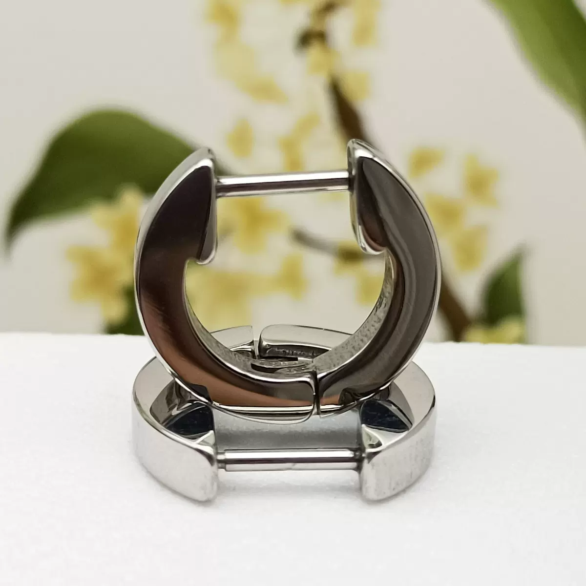 时尚马蹄形耳环 不锈钢小U耳圈手抛异形耳夹半圆钛钢切割耳饰男女