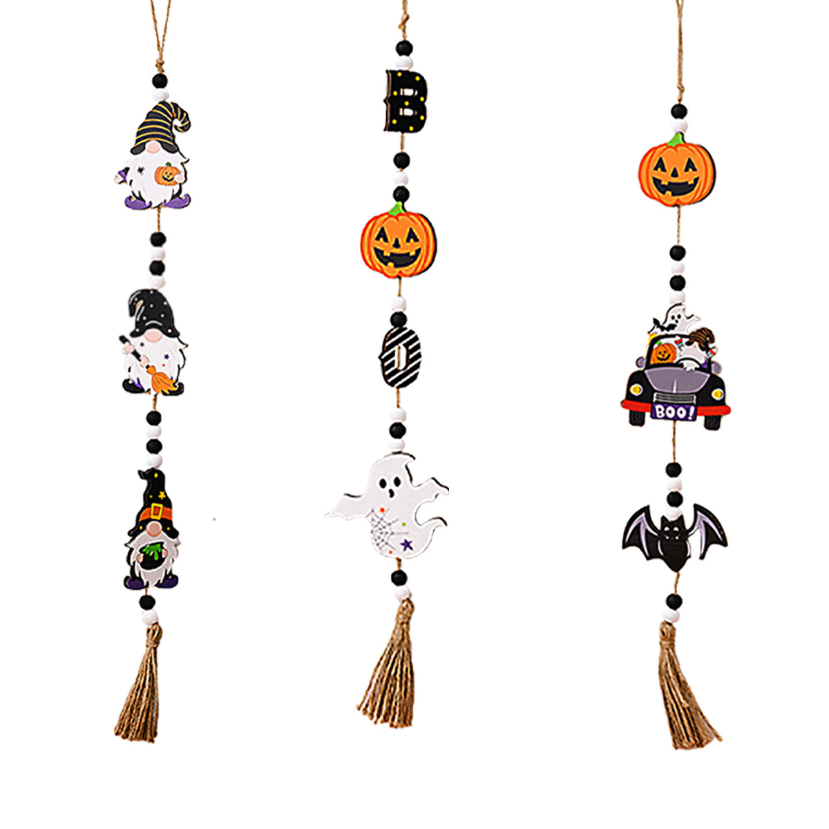 Escenas de Halloween accesorios de vestuario fantasma día de muertos cuentas colgantes calabazas de madera fantasma casa colgantes de pared