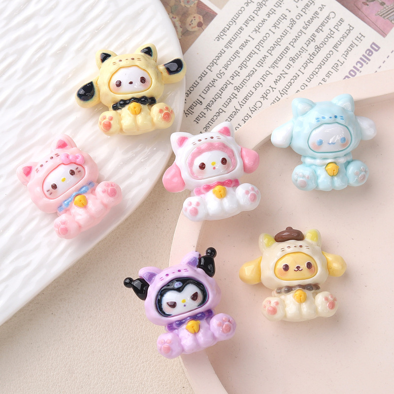 Headgear Cute Sanrio 3D Stereo Sticker Water Cup Decoration Center Console Display Car Sticker Electric Vehicle DIY