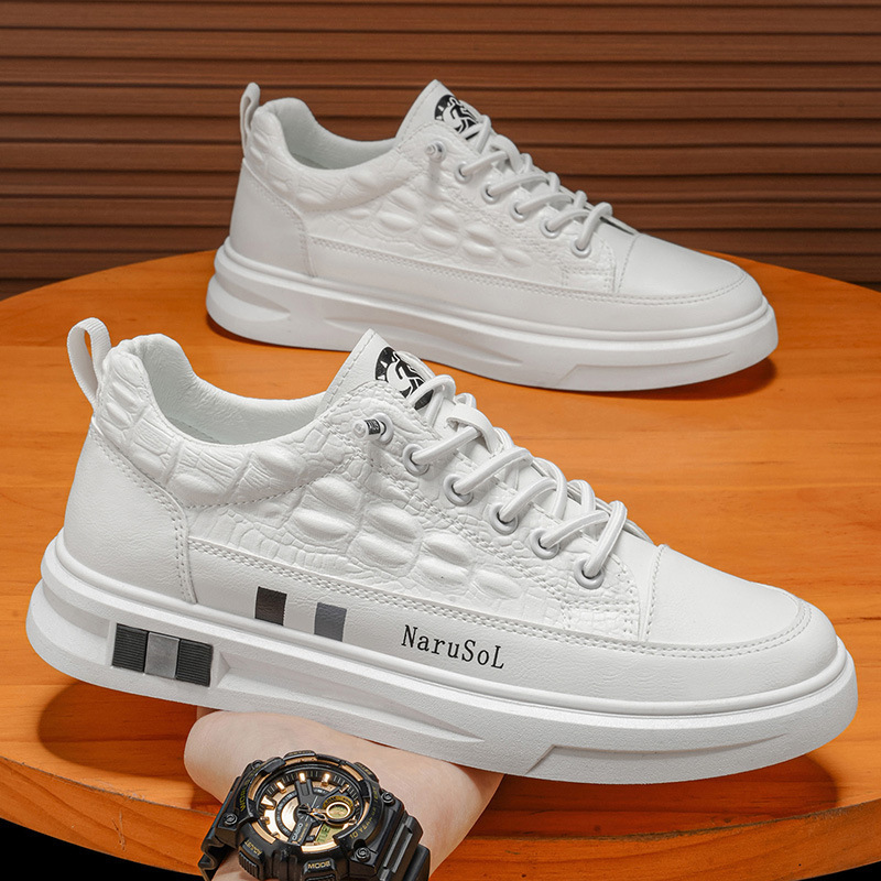 Men's Shoes New Style Flat-Soled Men's Sneakers Korean Style Leather Men's Casual Shoes Student Crocodile Pattern Shoes White Shoes for Men Men's Shoes New Style Flat-Soled Men's Sneakers Korean Style Leather Men's Casual Shoes Student Crocodile Pattern Shoes White Shoes for Men