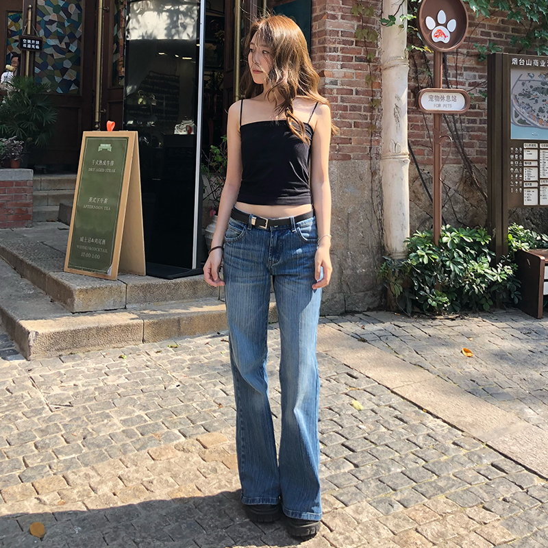 Flared Jeans for Women, Spring and Summer, Low-Waist, Wide-Leg, Loose Straight-Cut, Flared Pants, Slimming Jeans for Women Flared Jeans for Women, Spring and Summer, Low-Waist, Wide-Leg, Loose Straight-Cut, Flared Pants, Slimming Jeans for Women